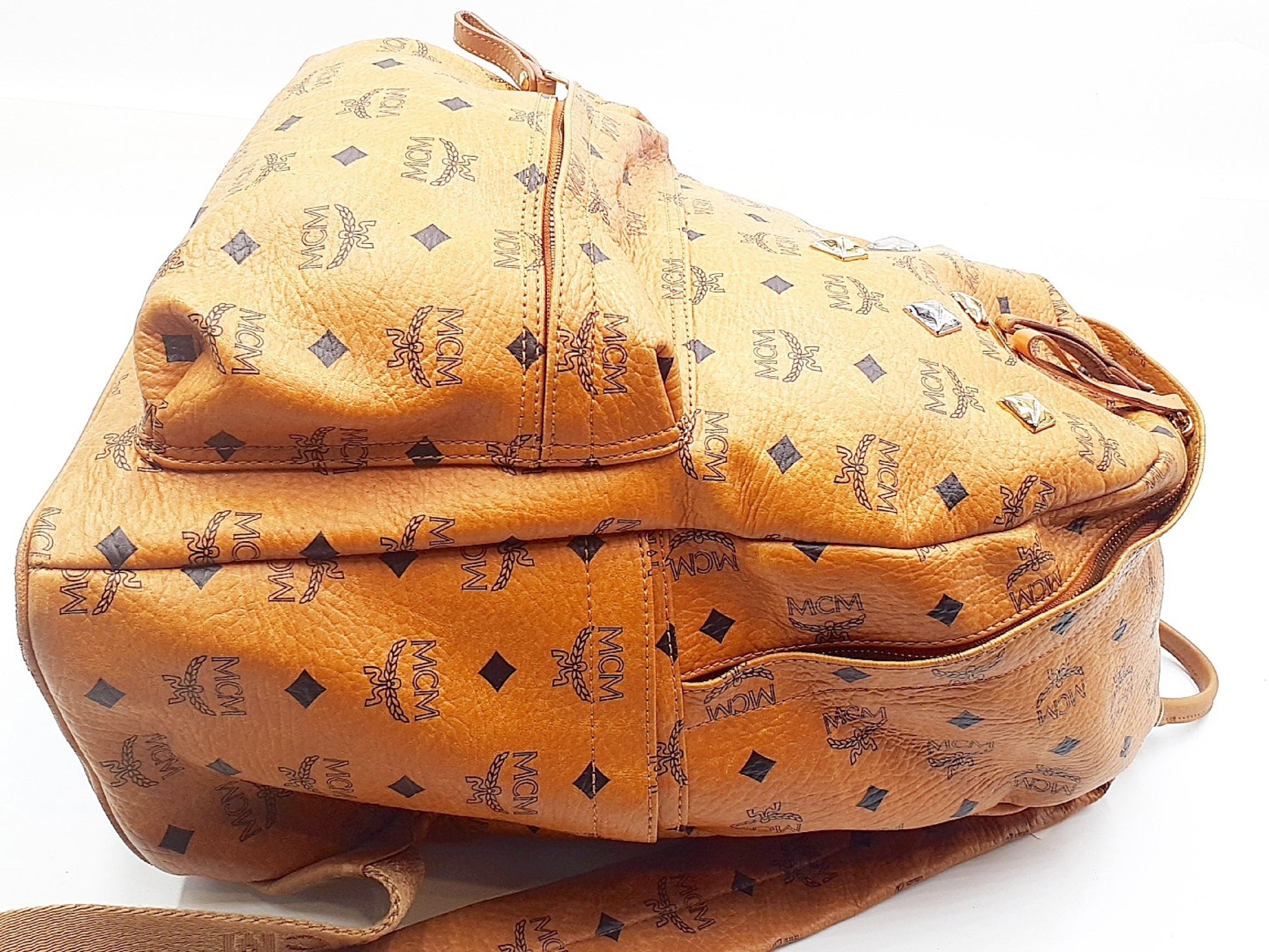 MCM Studded Logo Leather Backpack