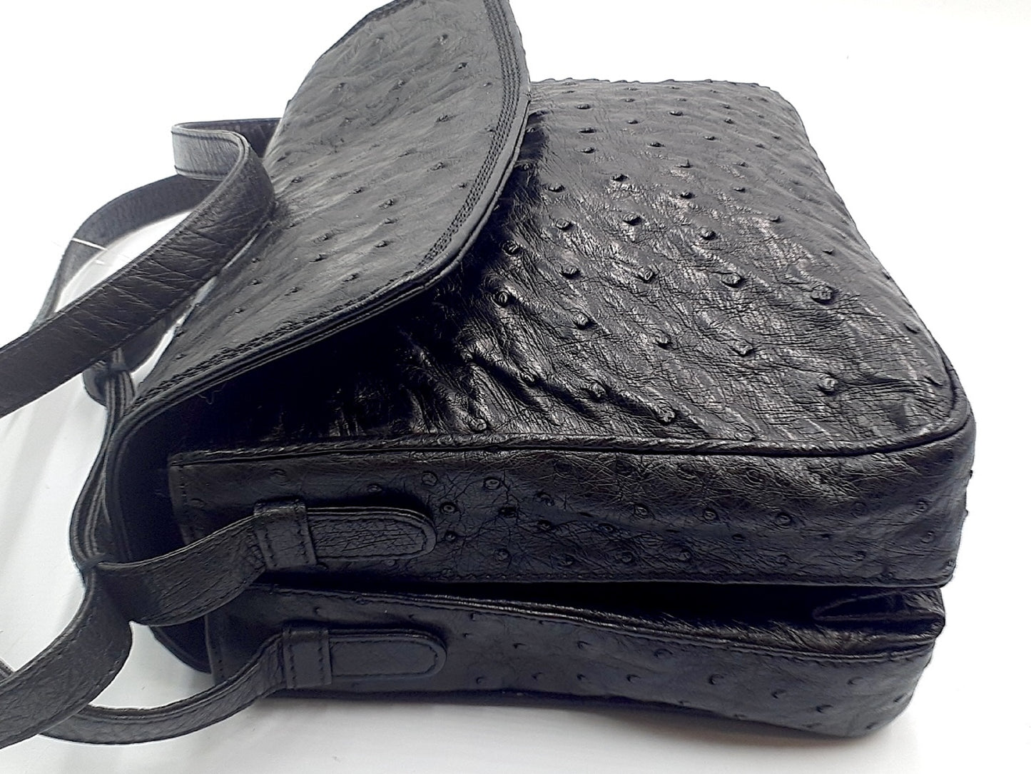 LOEWE Ostrich Gold Hardware Black Shoulder Bag