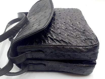 LOEWE Ostrich Gold Hardware Black Shoulder Bag