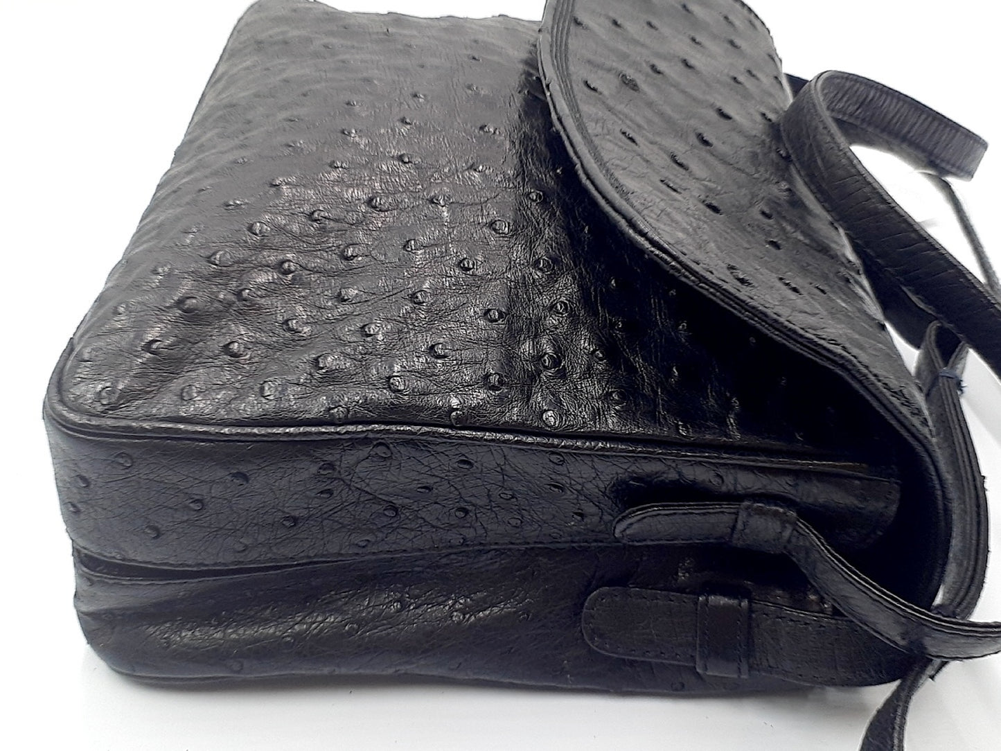 LOEWE Ostrich Gold Hardware Black Shoulder Bag