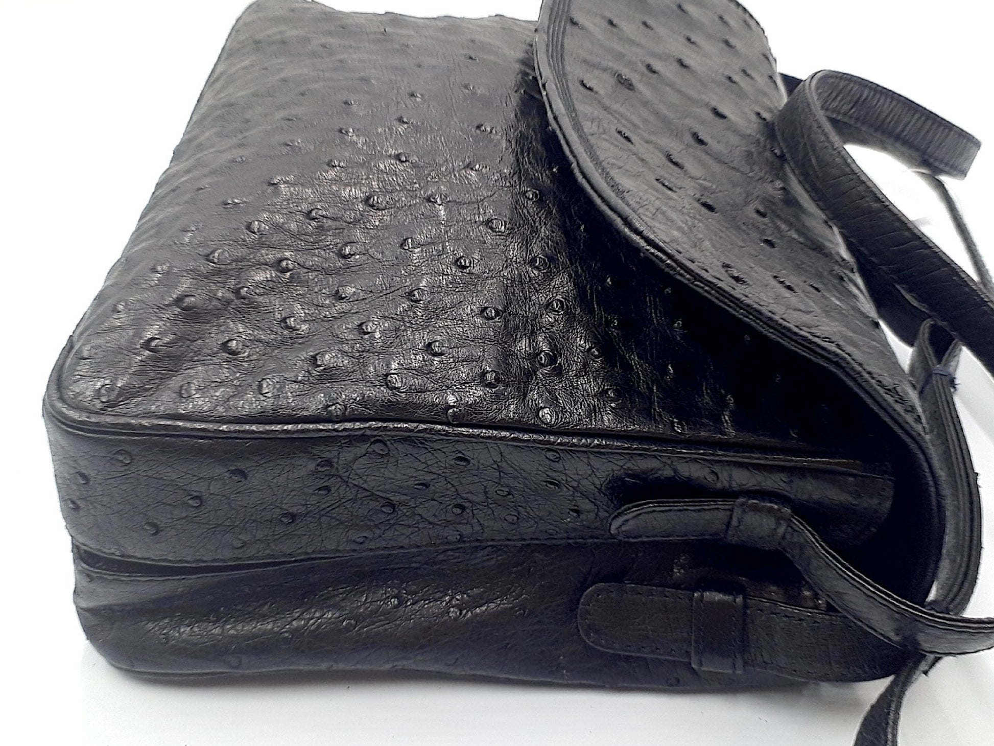 LOEWE Ostrich Gold Hardware Black Shoulder Bag