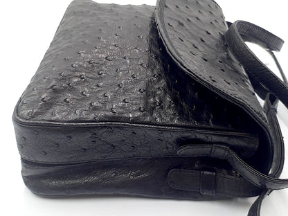 LOEWE Ostrich Gold Hardware Black Shoulder Bag