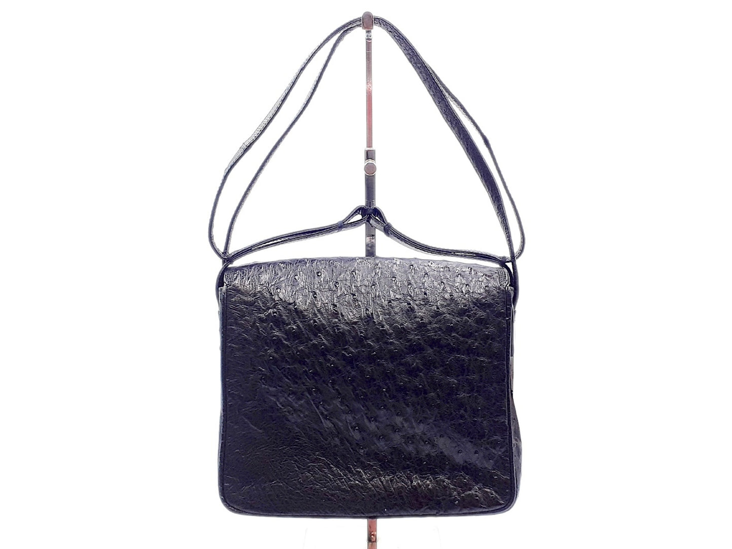 LOEWE Ostrich Gold Hardware Black Shoulder Bag