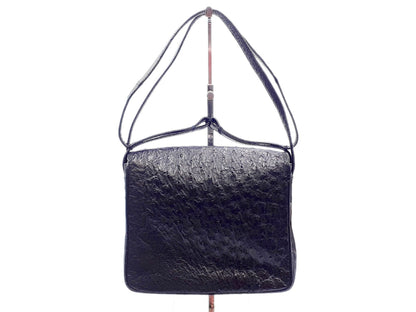 LOEWE Ostrich Gold Hardware Black Shoulder Bag