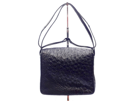 LOEWE Ostrich Gold Hardware Black Shoulder Bag