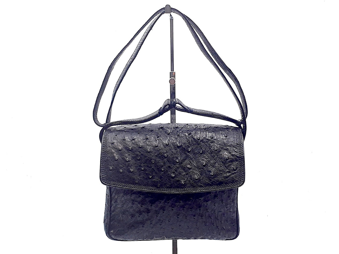 LOEWE Ostrich Gold Hardware Black Shoulder Bag