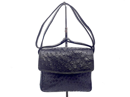 LOEWE Ostrich Gold Hardware Black Shoulder Bag