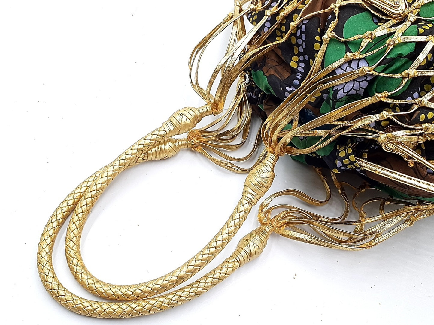 PRADA Gold Mesh Triangle Plate Leather Handbag