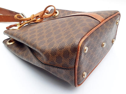 CELINE Macadam Drawstring Leather Shoulder Bag