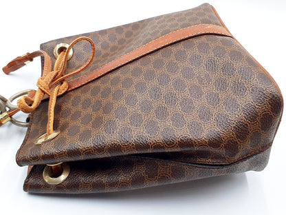 CELINE Macadam Drawstring Leather Shoulder Bag