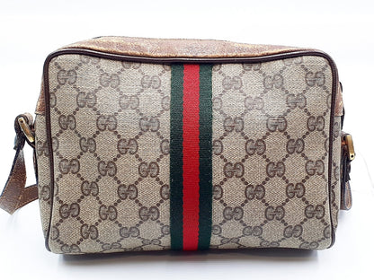 GUCCI GG Supreme Sherry Line Gold Hardware Leather Shoulder Bag