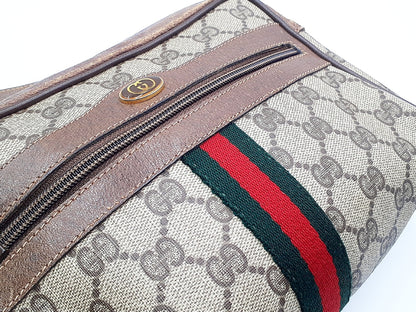 GUCCI GG Supreme Sherry Line Gold Hardware Leather Shoulder Bag