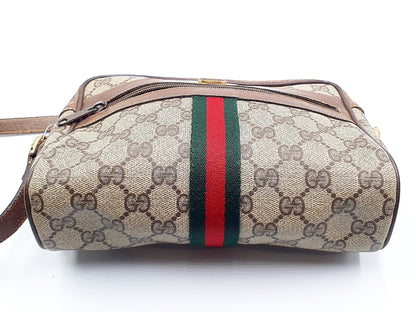 GUCCI GG Supreme Sherry Line Gold Hardware Leather Shoulder Bag