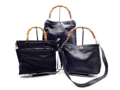 GUCCI Bamboo 3-Piece Set Bamboo 2-Way Shoulder Bag Leather Shoulder Bag