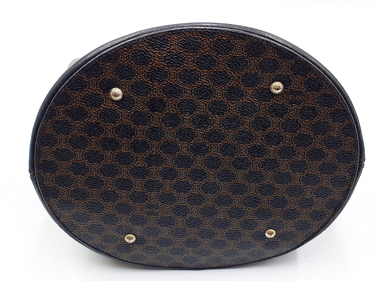 CELINE 3-Piece Macadam Pattern Black Leather Vintage Bag Set