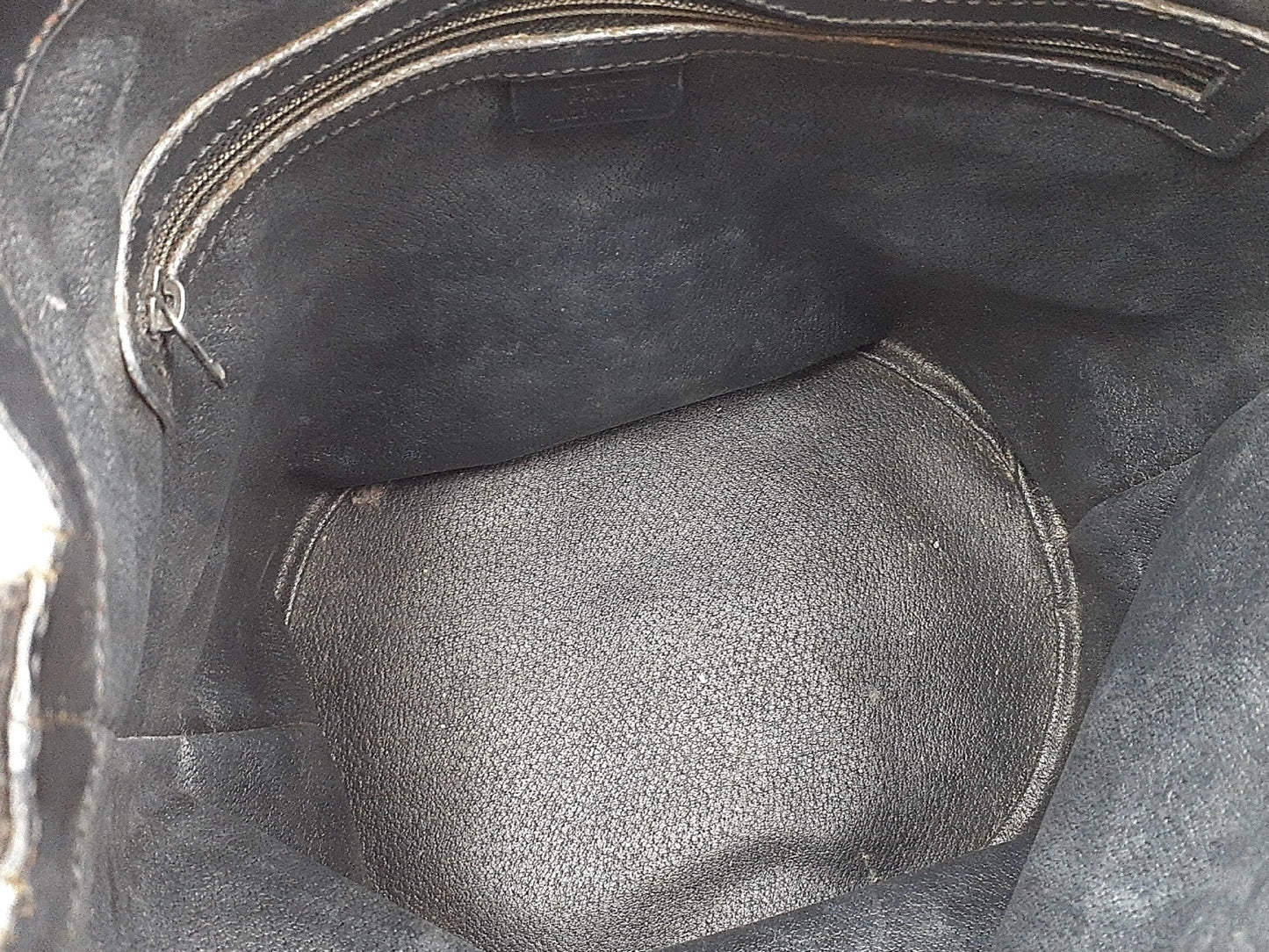 CELINE 3-Piece Macadam Pattern Black Leather Vintage Bag Set