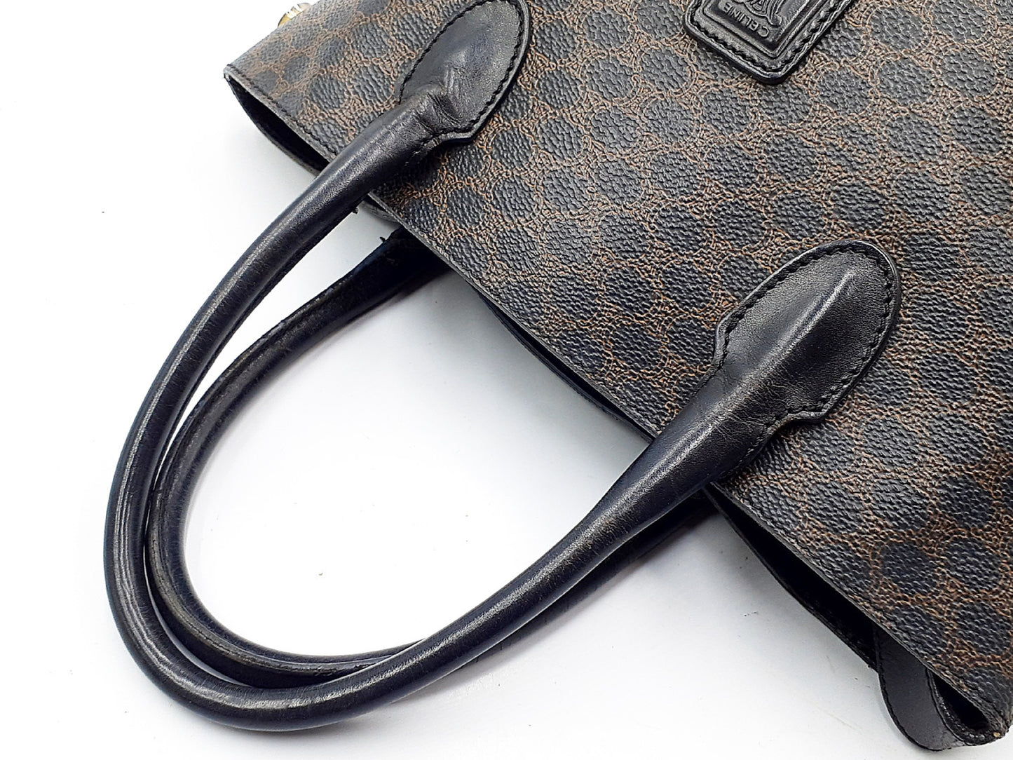 CELINE 3-Piece Macadam Pattern Black Leather Vintage Bag Set