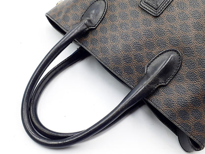 CELINE 3-Piece Macadam Pattern Black Leather Vintage Bag Set