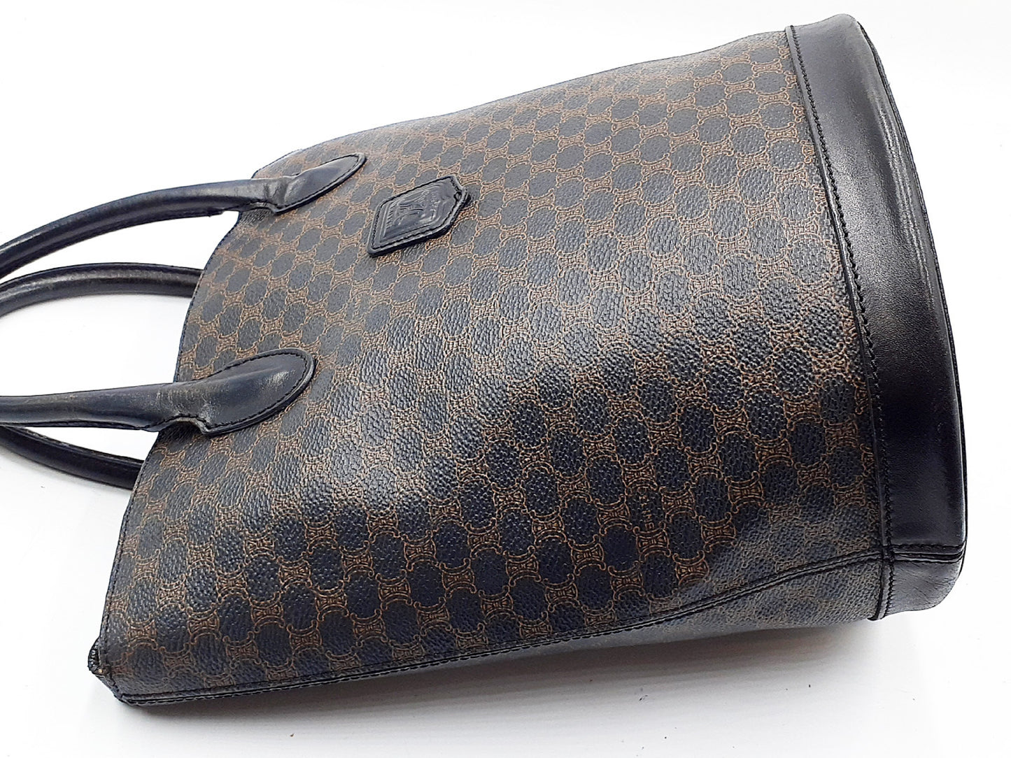 CELINE 3-Piece Macadam Pattern Black Leather Vintage Bag Set