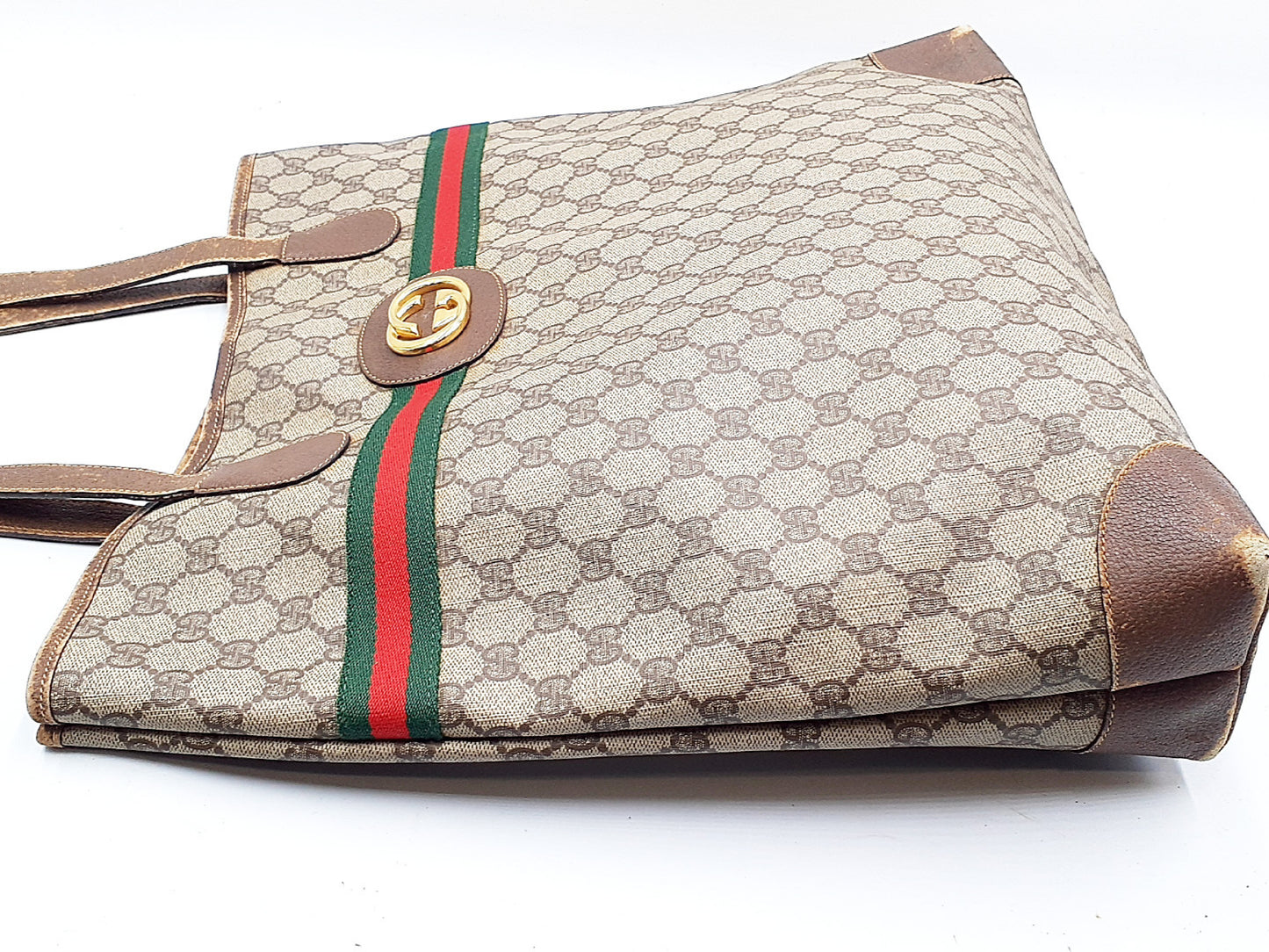 GUCCI 4-piece set GG Supreme Sherry Line leather tote bag