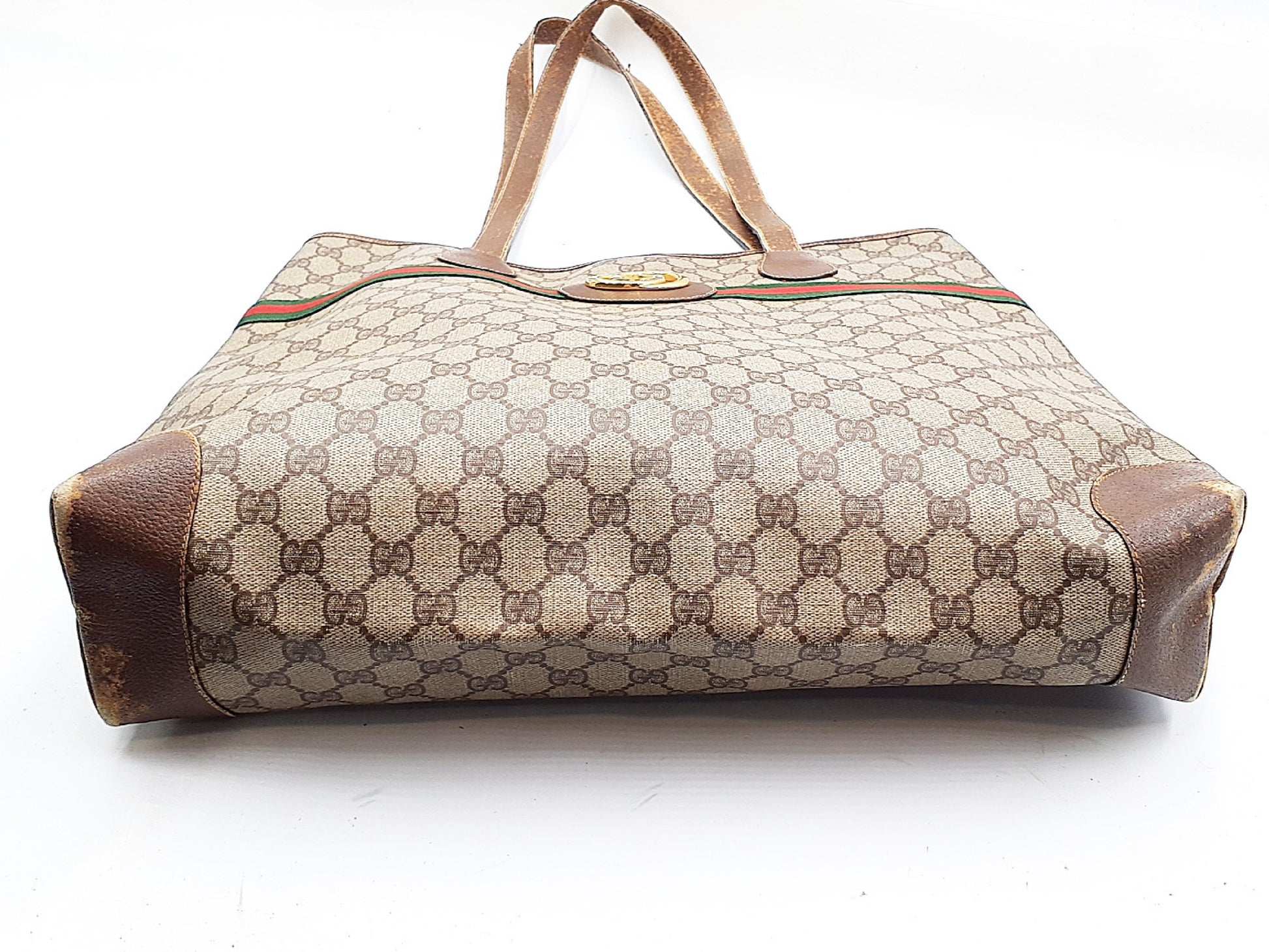 GUCCI 4-piece set GG Supreme Sherry Line leather tote bag