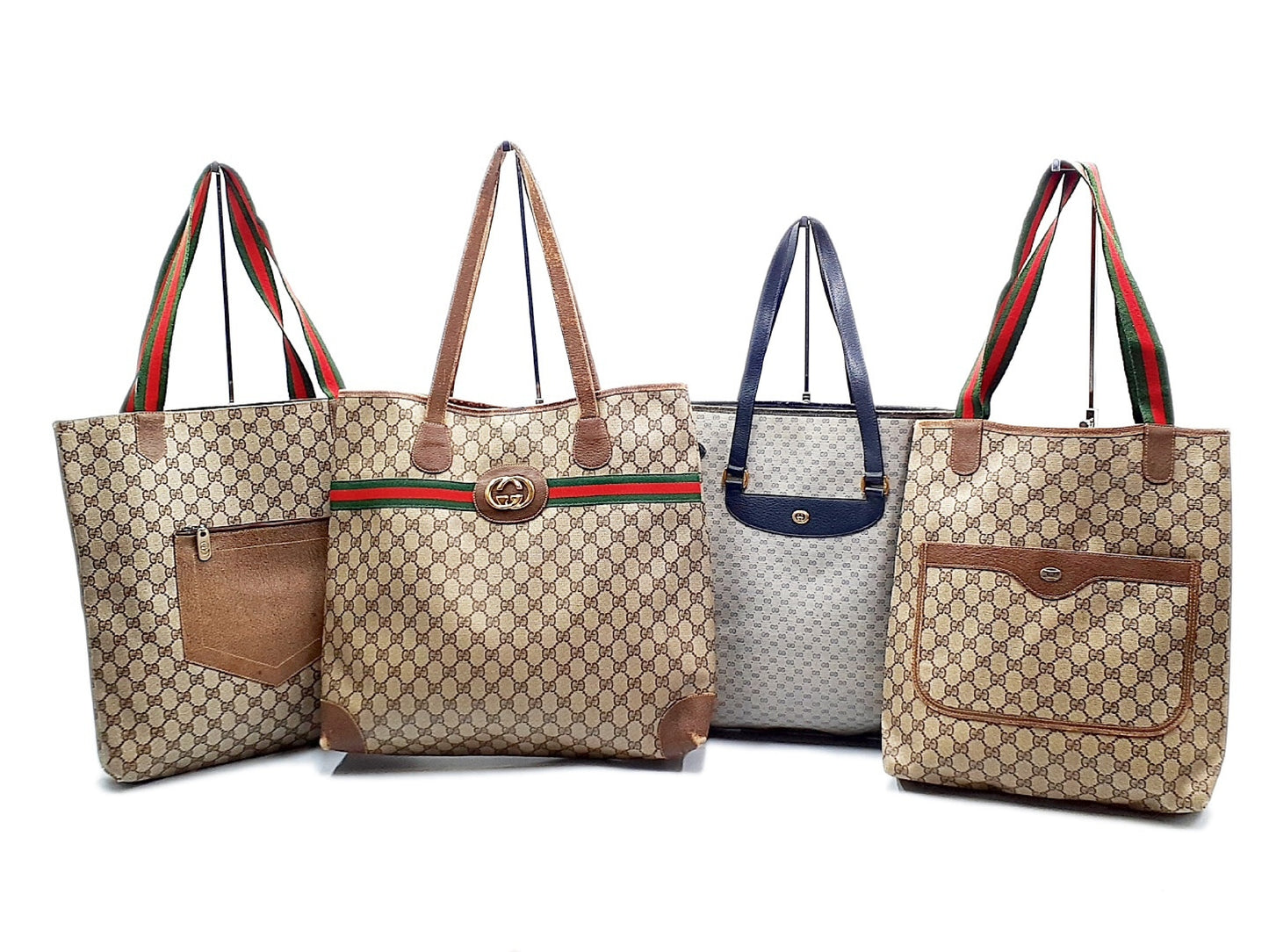 GUCCI 4-piece set GG Supreme Sherry Line leather tote bag