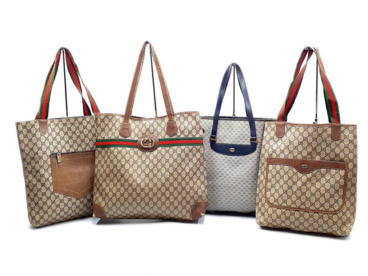 GUCCI 4-piece set GG Supreme Sherry Line leather tote bag