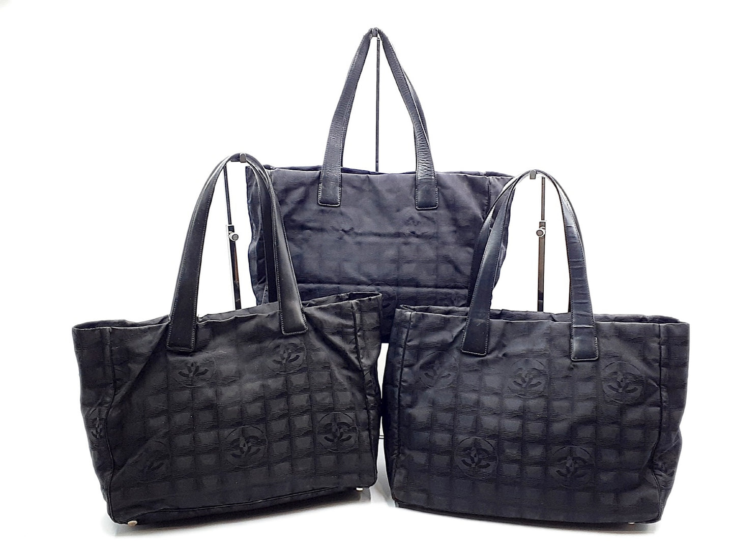 CHANEL New Travel Line All Black All Stickers 3-Piece Bag Set