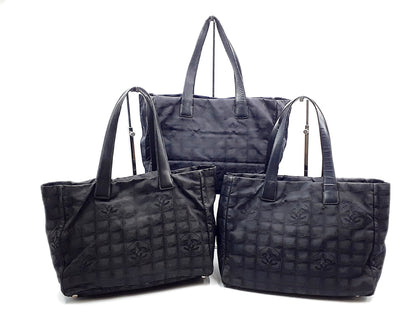 CHANEL New Travel Line All Black All Stickers 3-Piece Bag Set