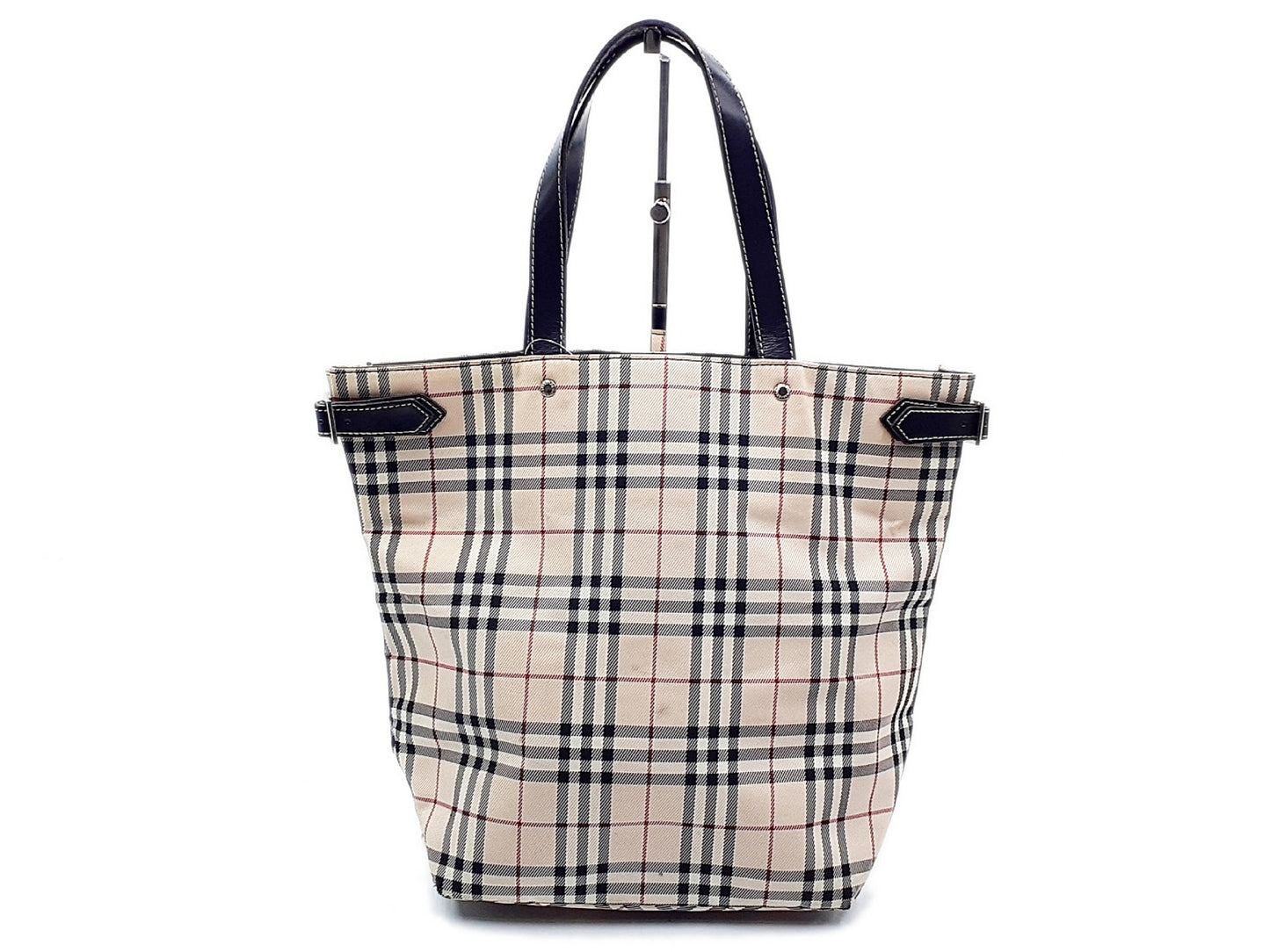 BURBERRY Nova Check Leather Tote Bag
