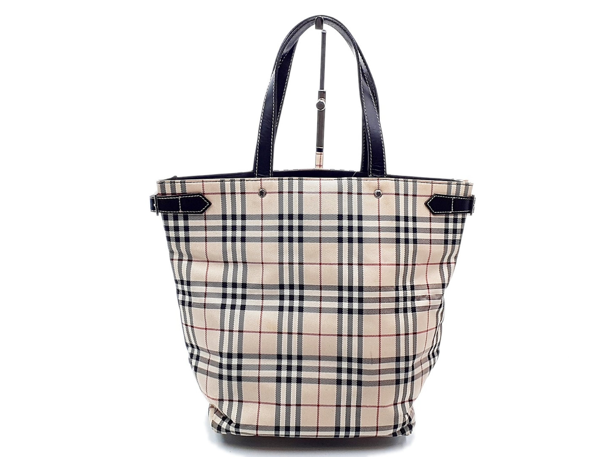 BURBERRY Nova Check Leather Tote Bag