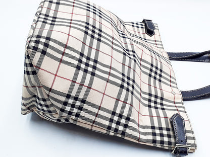 BURBERRY Nova Check Leather Tote Bag