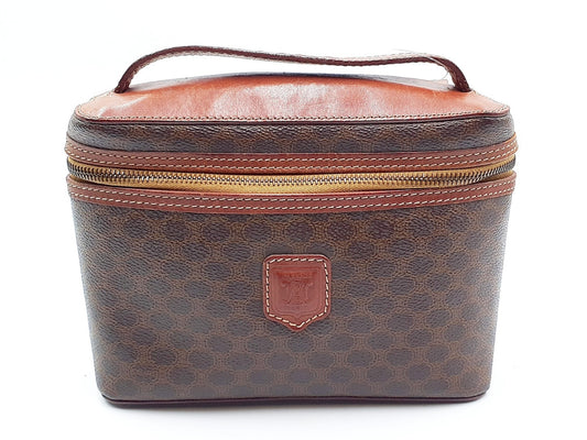 CELINE Macadam Pattern Gold Hardware Leather Vanity Bag