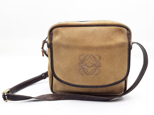 LOEWE Anagram Gold Hardware Leather Shoulder Bag