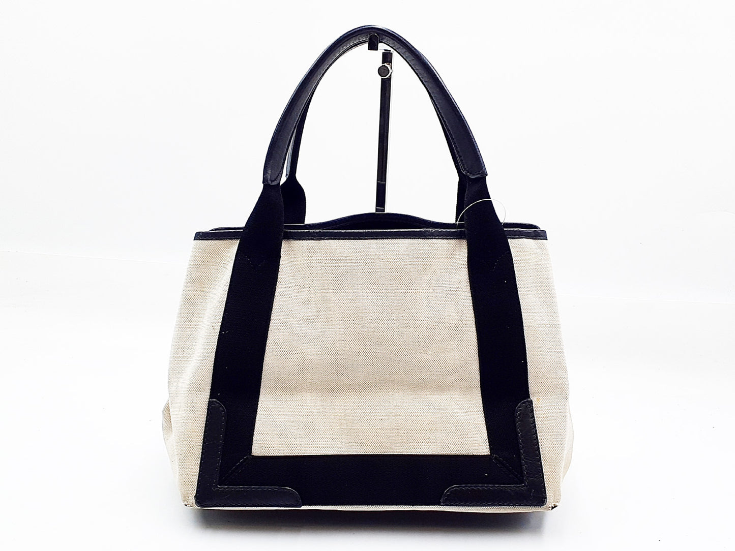 BALENCIAGA Navy Cabas Canvas and Leather Handbag with Pouch 339933