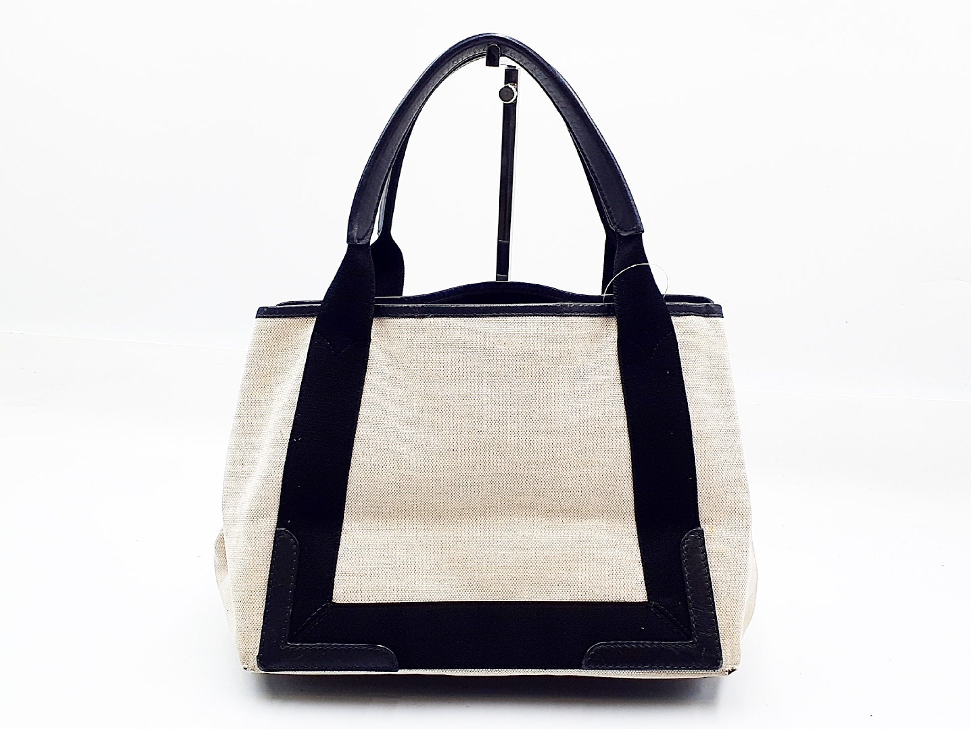 BALENCIAGA Navy Cabas Canvas and Leather Handbag with Pouch 339933