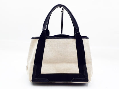 BALENCIAGA Navy Cabas Canvas and Leather Handbag with Pouch 339933