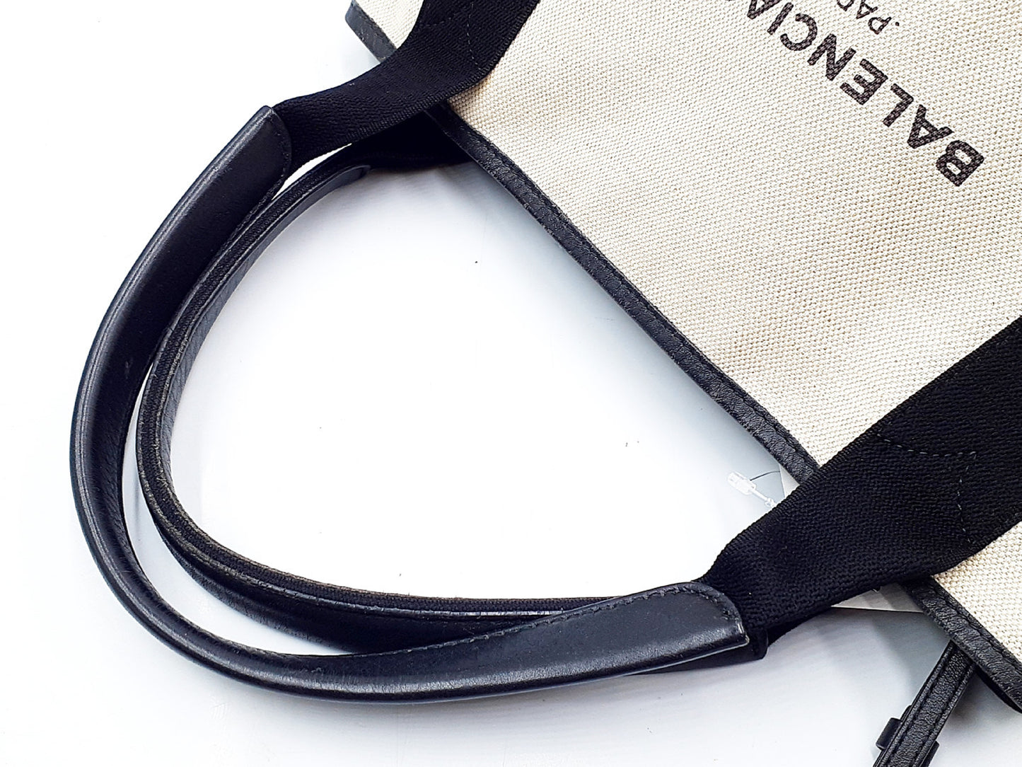 BALENCIAGA Navy Cabas Canvas and Leather Handbag with Pouch 339933