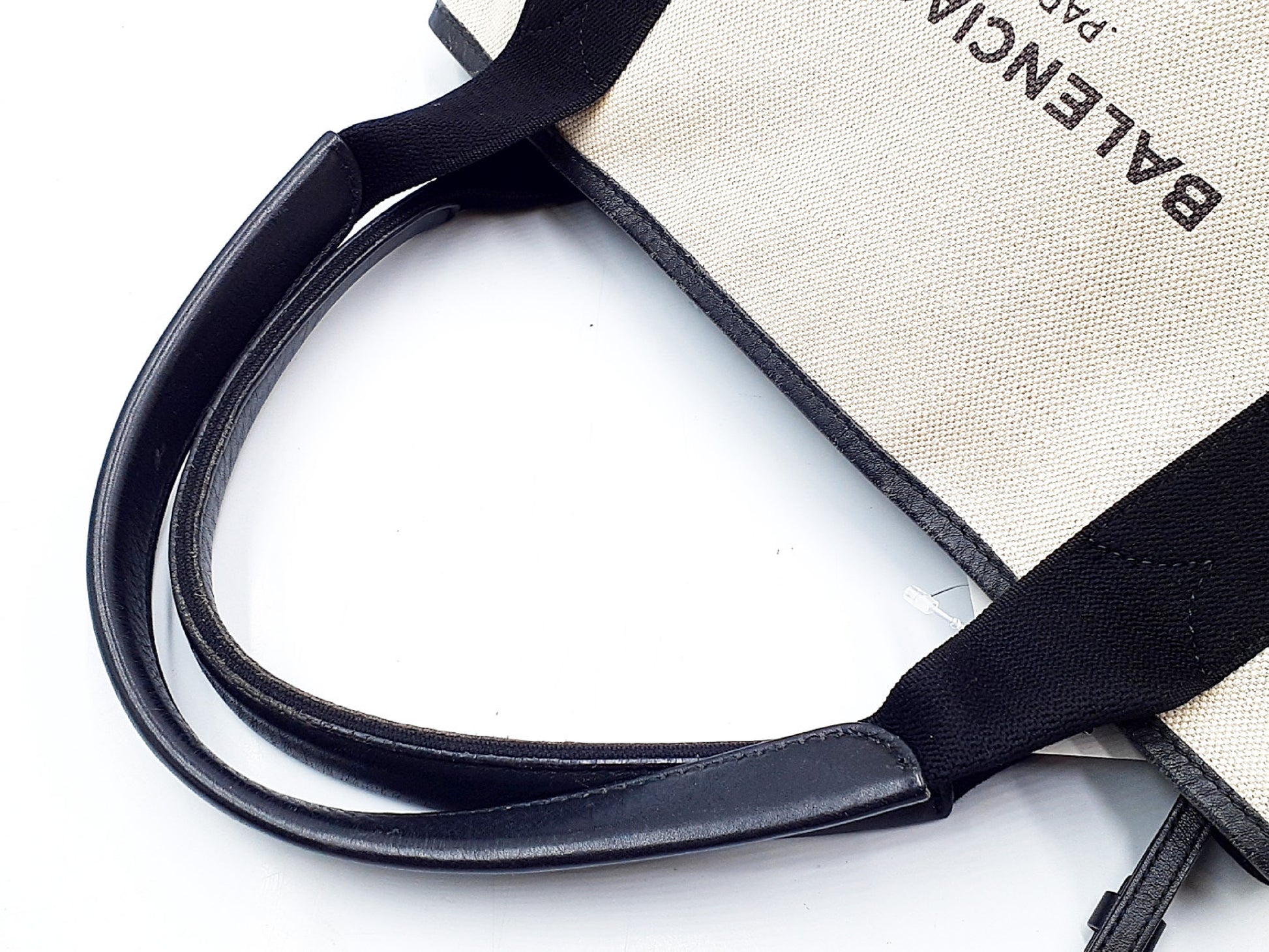 BALENCIAGA Navy Cabas Canvas and Leather Handbag with Pouch 339933