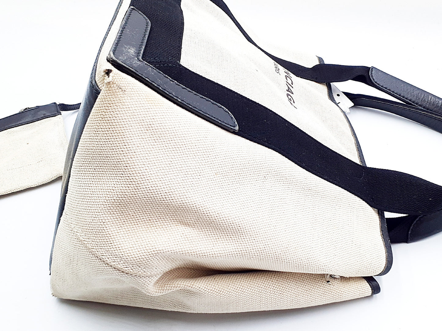 BALENCIAGA Navy Cabas Canvas and Leather Handbag with Pouch 339933