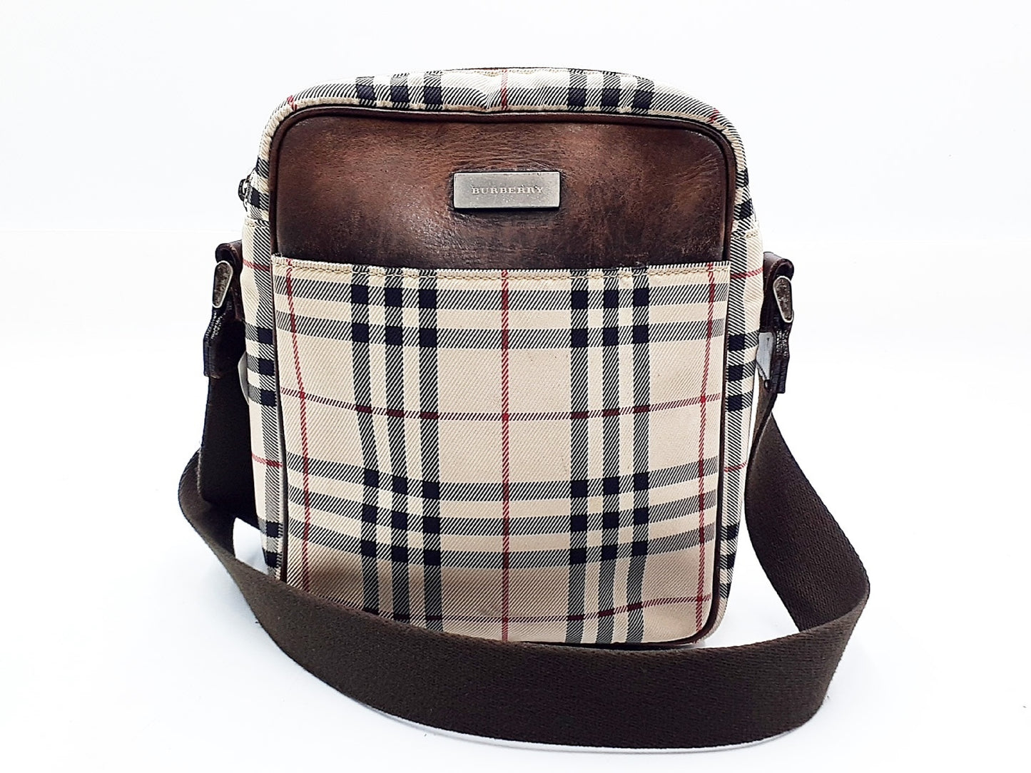 BURBERRY Nova Check Leather Shoulder Bag