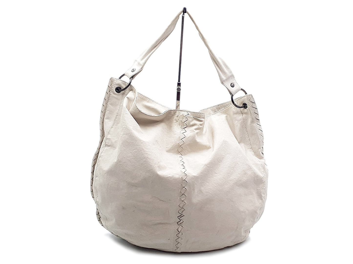 BOTTEGA VENETA Intrecciato Leather White One-Shoulder Shoulder Bag