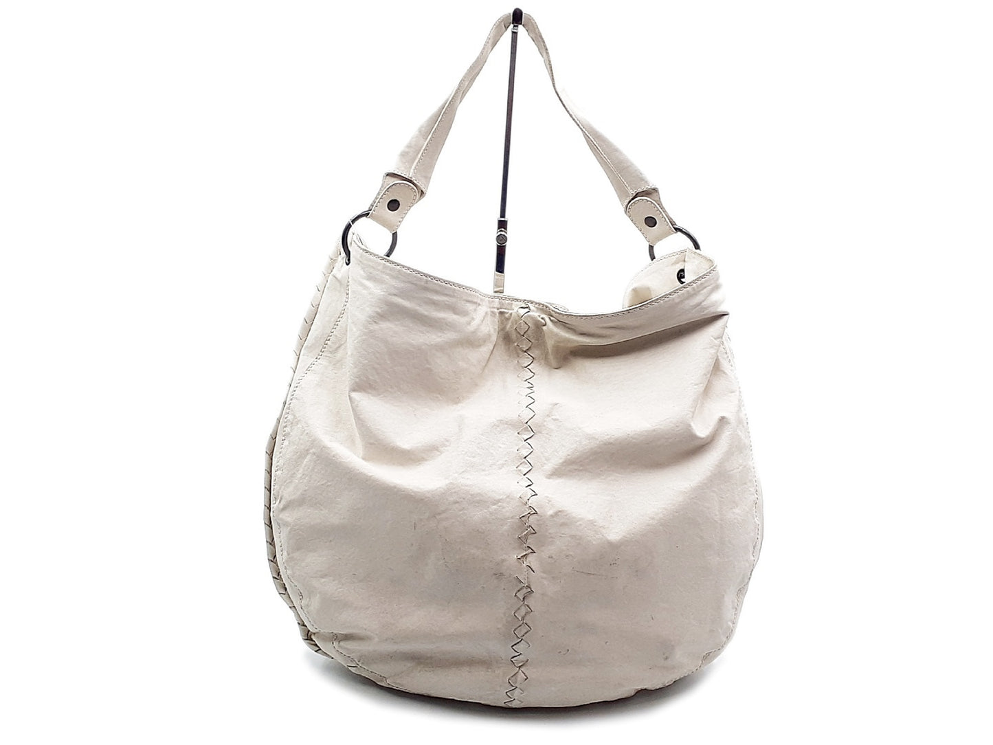 BOTTEGA VENETA Intrecciato Leather White One-Shoulder Shoulder Bag