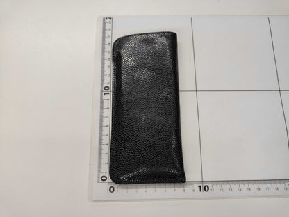 CHANEL Caviar Skin Coco Mark Black Leather Eyeglass Case Accessories Other Accessories