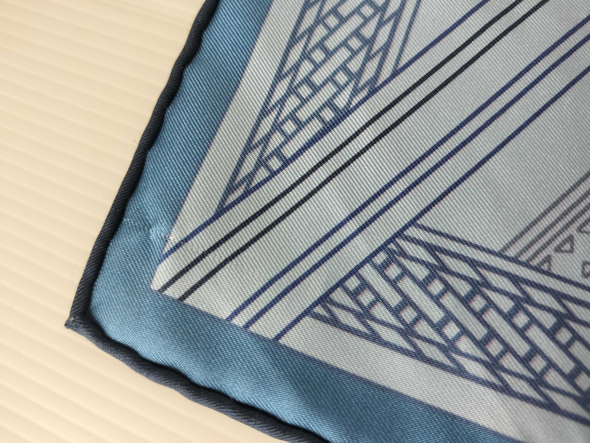 HERMES Carré 70 Blue Etrier Limis 100% Silk Scarf Accessory Scarf