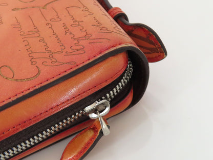 Berluti BERLUTI Itauba Wide Patina Scritto Calligraphy Leather Second Clutch Bag