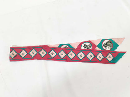 HERMES Twilly Scarf, Colliers et Chiens, Collar and Dog, 100% Silk, Scarf, Accessory, Scarf