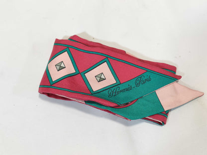 HERMES Twilly Scarf, Colliers et Chiens, Collar and Dog, 100% Silk, Scarf, Accessory, Scarf