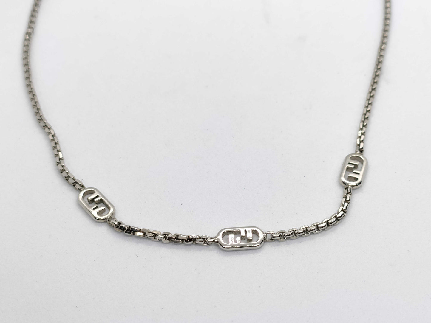 FENDI FF logo silver GP necklace accessory necklace