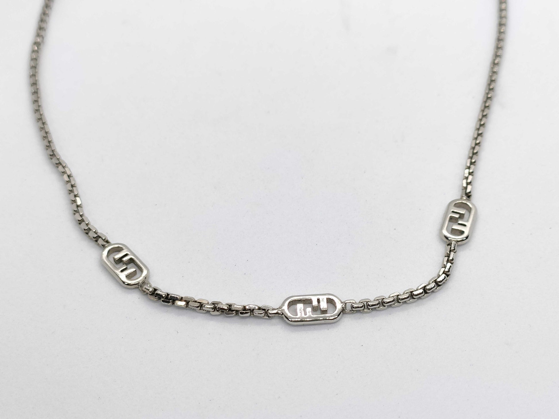 FENDI FF logo silver GP necklace accessory necklace